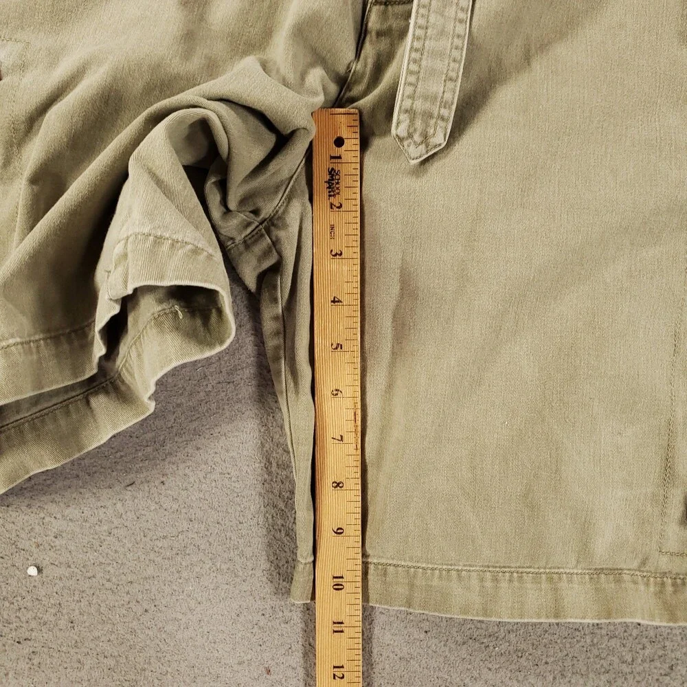 Vintage Ralph Lauren Cargo Shorts Womens 16W Tan Beige Button Fly Y2K Belt 16 W